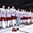 PARIS, FRANCE - MAY 15: Players from team Belarus stand at a attention during their national anthem following a 4-3 win over Norway during preliminary round action at the 2017 IIHF Ice Hockey World Championship. (Photo by Matt Zambonin/HHOF-IIHF Images)
